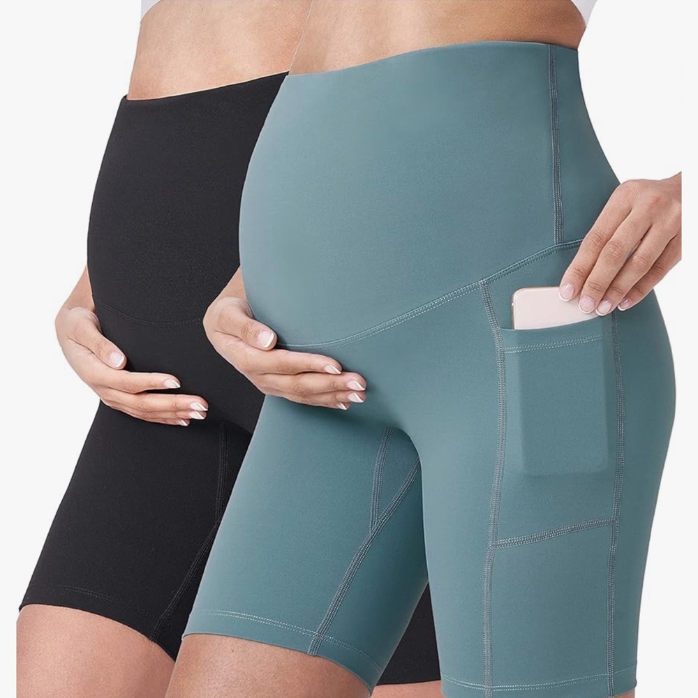 Women's Maternity Yoga Shorts Active Short Pants with Pockets 5"/8"